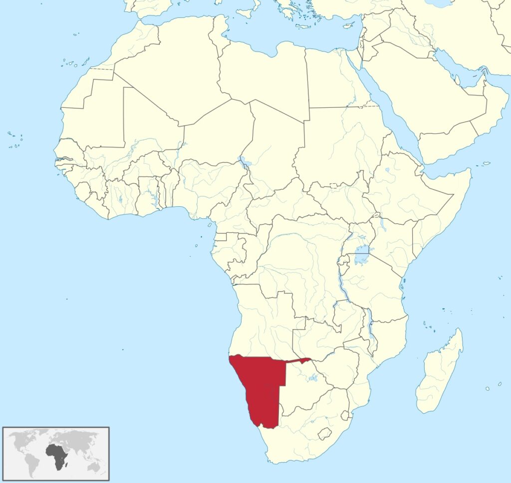 Ubicación de Namibia