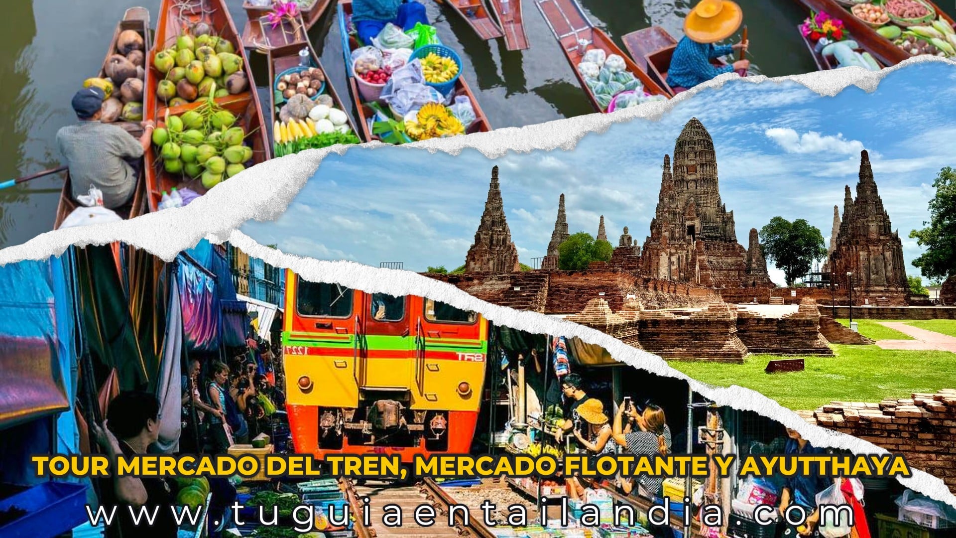 TOUR MERCADO DEL TREN + MERCADO FLOTANTE Y AYUTTHAYA - Visita más completa desde Bangkok en un día